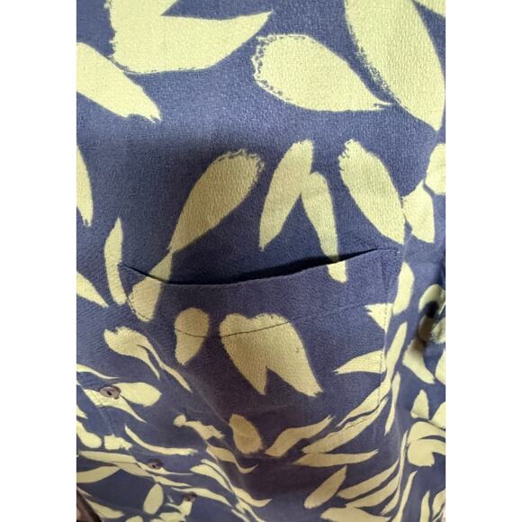 Quiksilver Men Waterman Aloha Hawaiian Shirt Bljue Green Tropical Large L Button - Picture 3 of 8